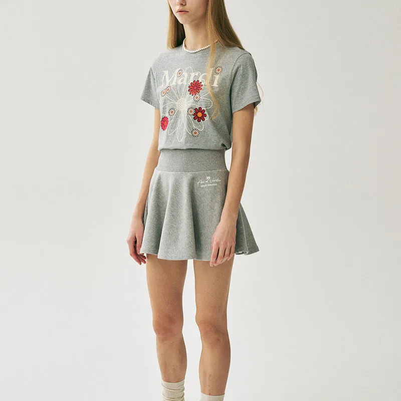 MARDI MERCREDI T Shirt Women's Gray Ivory Korean Style-1