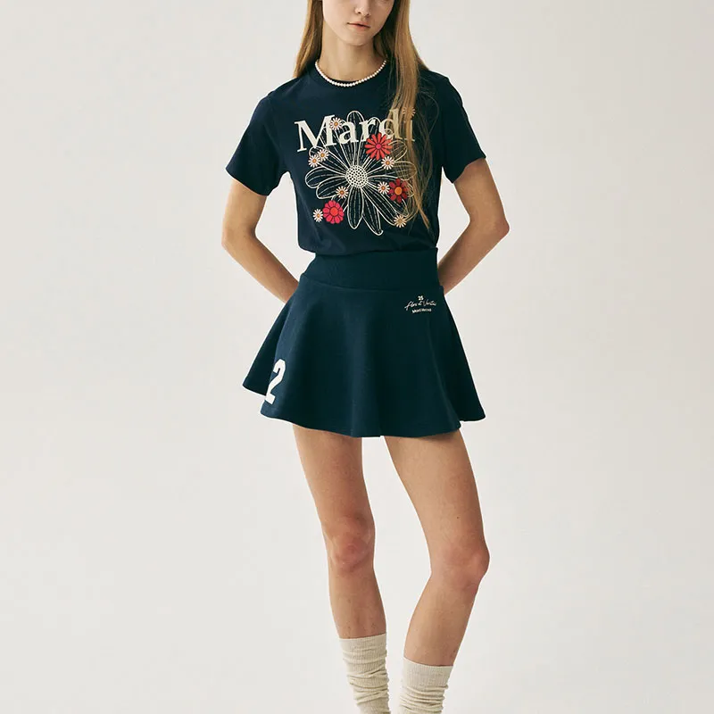 MARDI MERCREDI SS25 FLARE MINI SKIRT ORIGINALIS 25_NAVY Casual Short Skirts Korean Style Women's Marine Blue-4