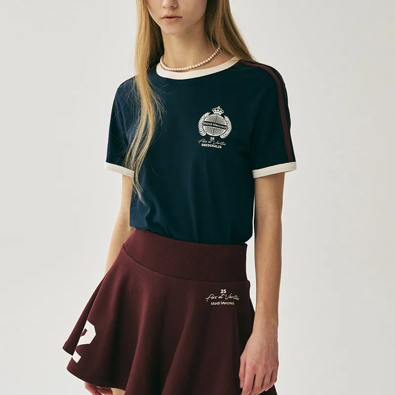 MARDI MERCREDI T Shirt Women's Marine Blue Ivory White Korean Style-2