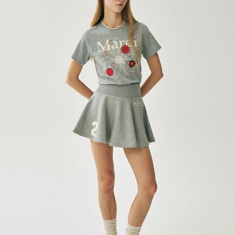 MARDI MERCREDI T Shirt Women's Gray Ivory Korean Style-2