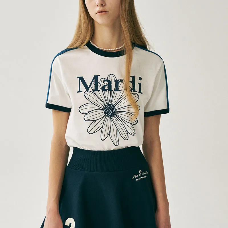 MARDI MERCREDI SS25 T Shirt Women's Ivory Marine Blue Korean Style-3