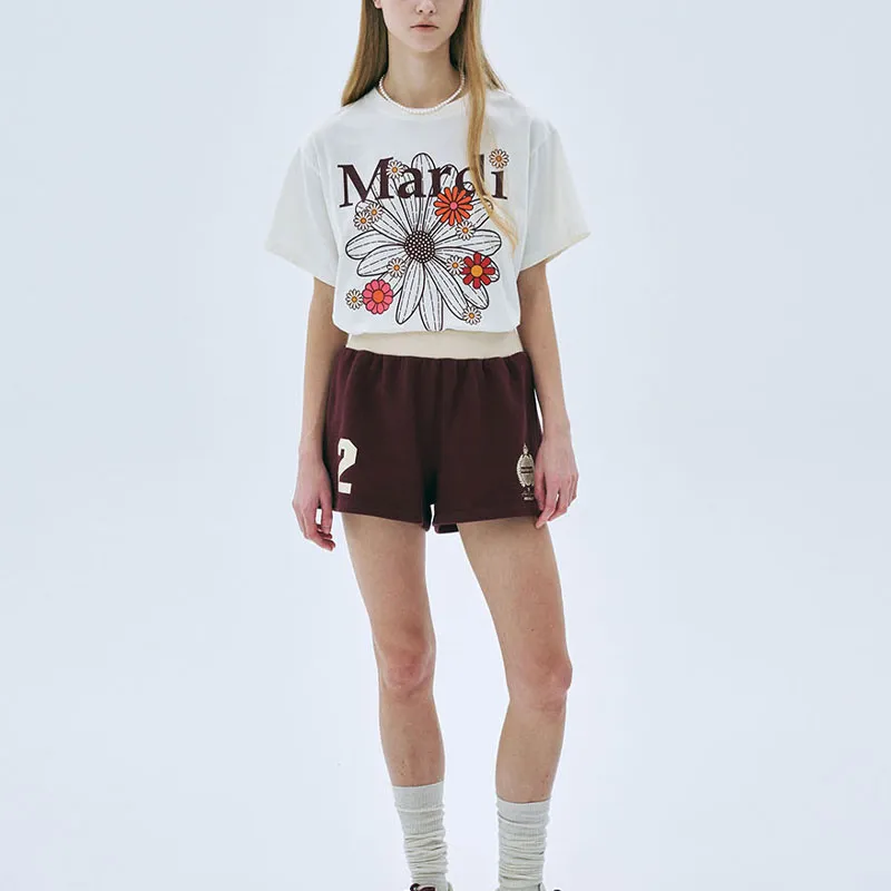 MARDI MERCREDI T Shirt Women's Burgundy Red Korean Style-2