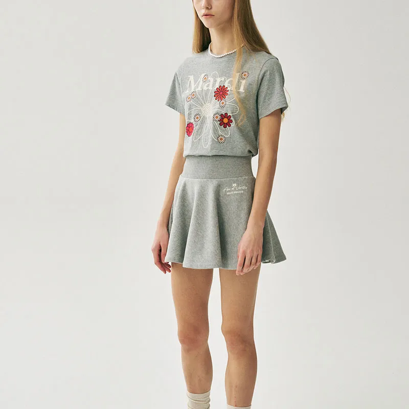 MARDI MERCREDI SS25 FLARE MINI SKIRT ORIGINALIS 25_GREY Casual Short Skirts Korean Style Women's Gray-2