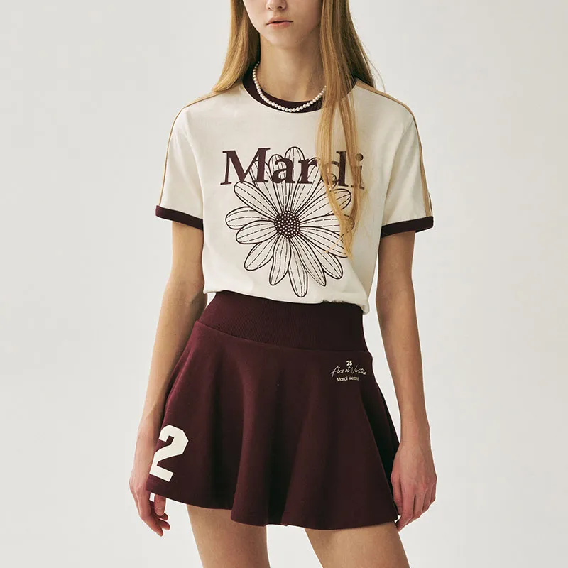 MARDI MERCREDI SS25 T Shirt Women's Burgundy Red Korean Style-1