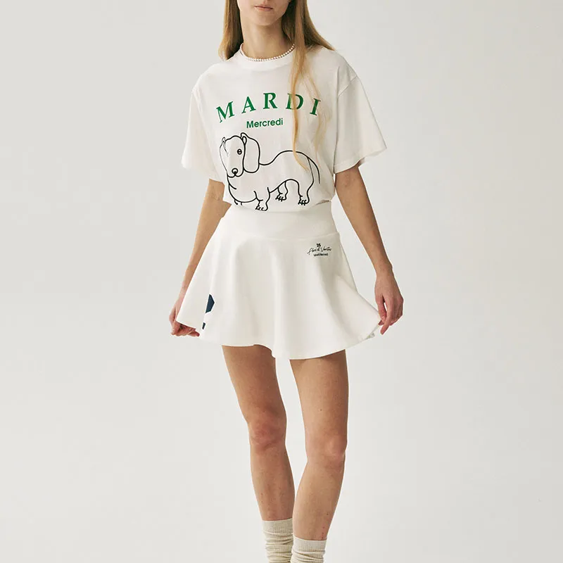 MARDI MERCREDI SS25 FLARE MINI SKIRT ORIGINALIS 25_WHITE Casual Short Skirts Korean Style Women's White-3
