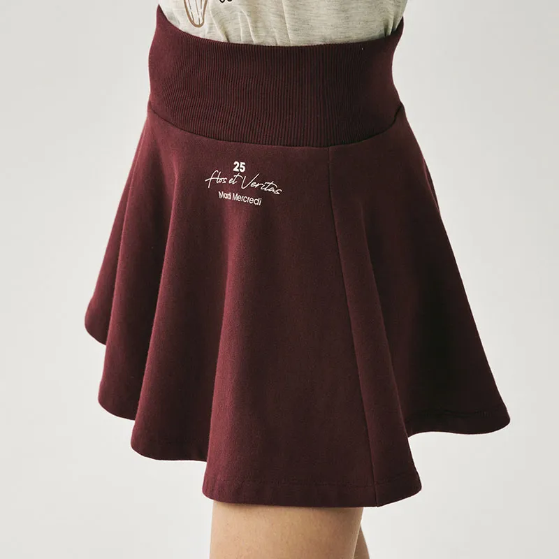 MARDI MERCREDI SS25 FLARE MINI SKIRT ORIGINALIS 25_BURGUNDY Casual Short Skirts Korean Style Women's Burgundy-5