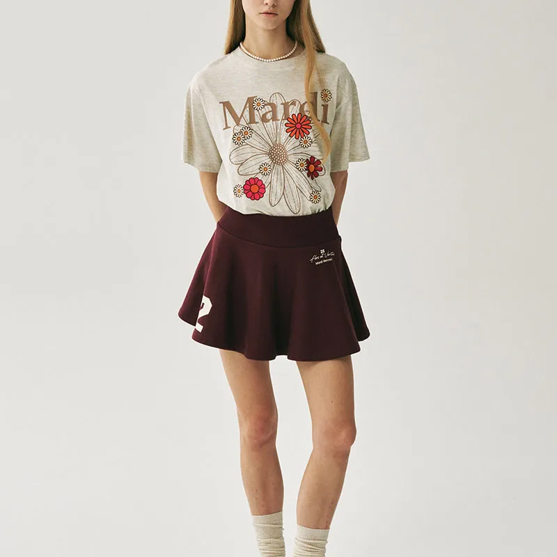 MARDI MERCREDI SS25 FLARE MINI SKIRT ORIGINALIS 25_BURGUNDY Casual Short Skirts Korean Style Women's Burgundy-1