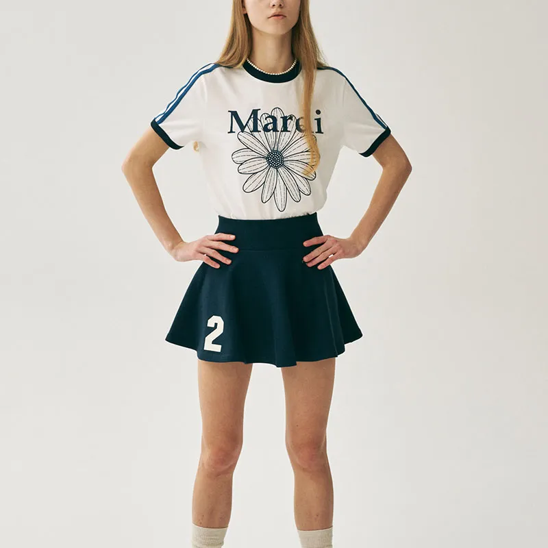 MARDI MERCREDI SS25 T Shirt Women's Ivory Marine Blue Korean Style-1