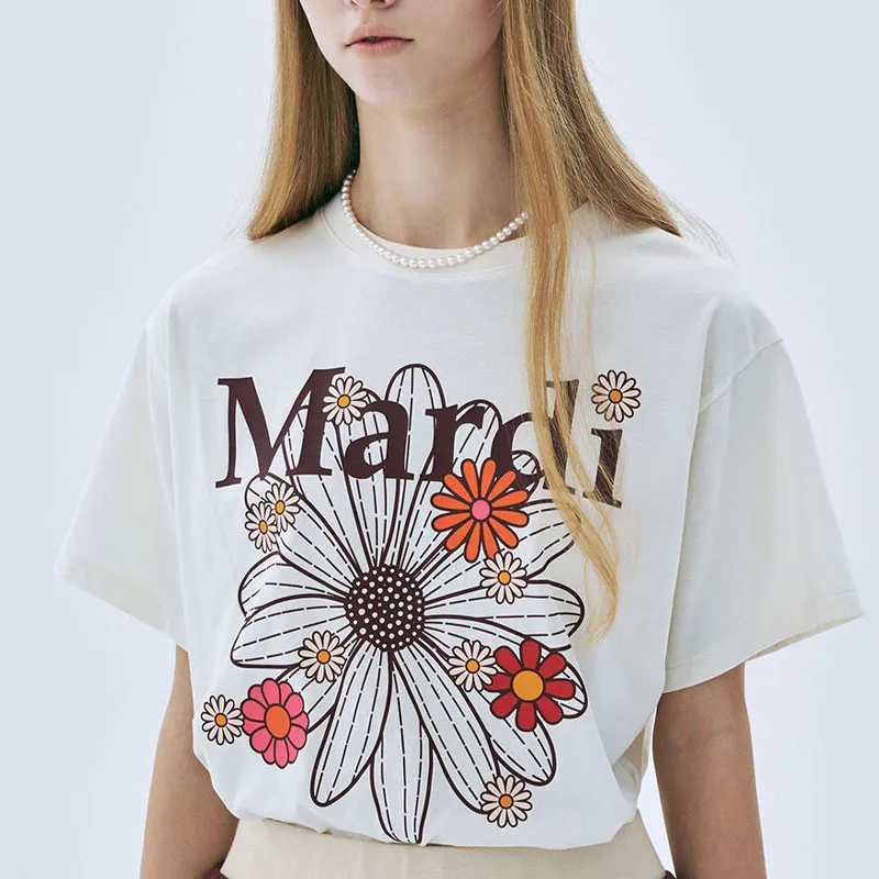 MARDI MERCREDI T Shirt Women's Burgundy Red Korean Style-1