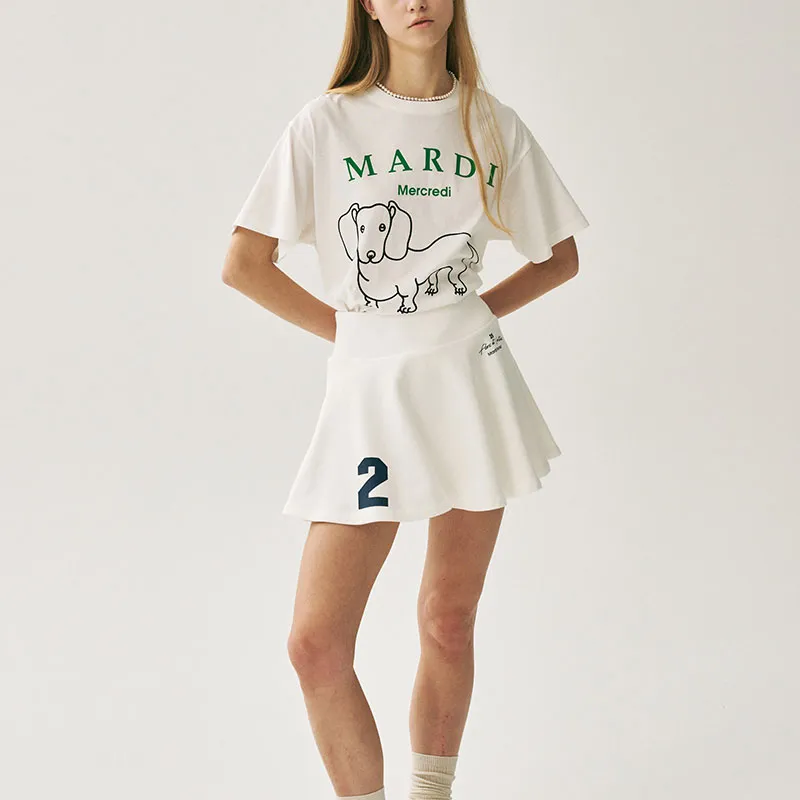 MARDI MERCREDI SS25 FLARE MINI SKIRT ORIGINALIS 25_WHITE Casual Short Skirts Korean Style Women's White-1
