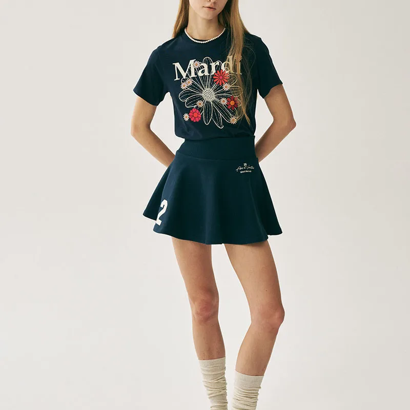 MARDI MERCREDI T Shirt Women's Marine Blue Korean Style-4