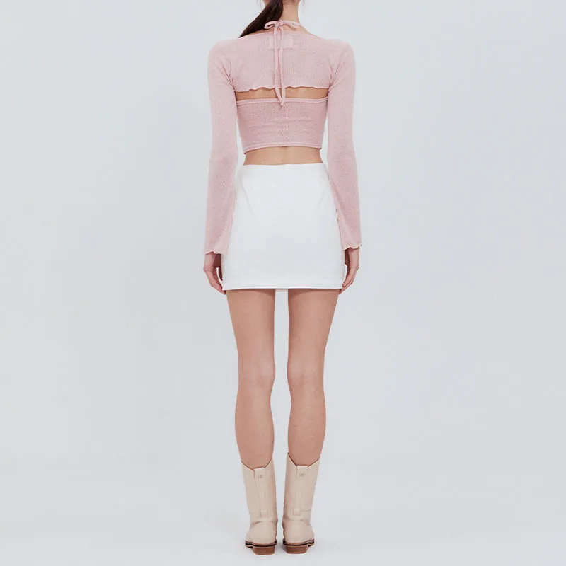 NOT YOUR ROSE Scarf Bolero Set Pink Casual Suit Women's Pink/Pink-3