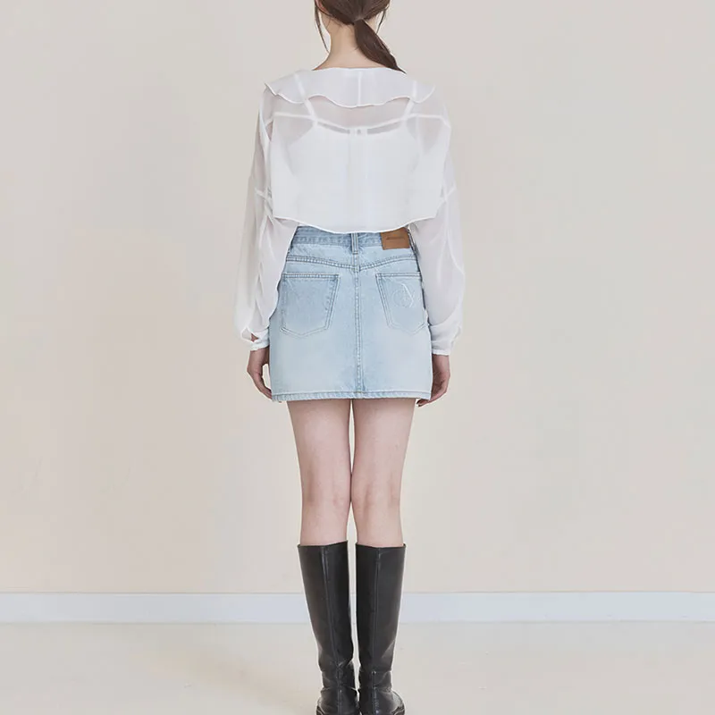NOT YOUR ROSE SS25 Fairy Chiffon Bolero White Chiffon Shirt Women's White/White-3