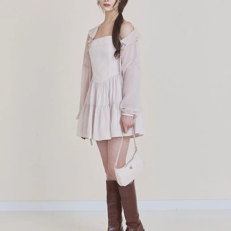 NOT YOUR ROSE SS25 Fairy Chiffon Bolero Pink Chiffon Shirt Women's Pink/Pink-4