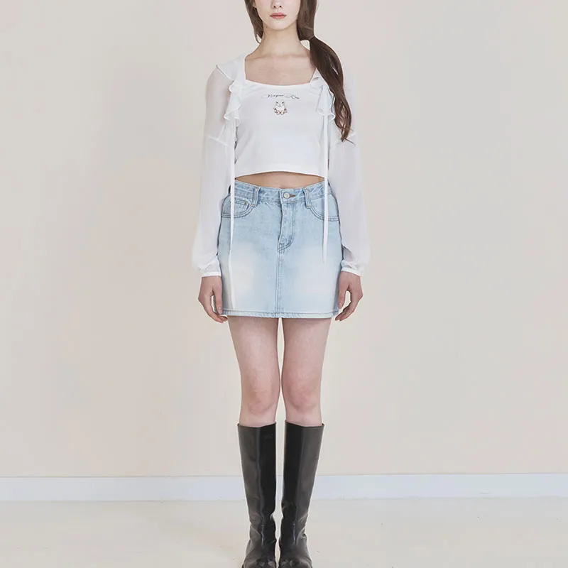 NOT YOUR ROSE SS25 Fairy Chiffon Bolero White Chiffon Shirt Women's White/White-2