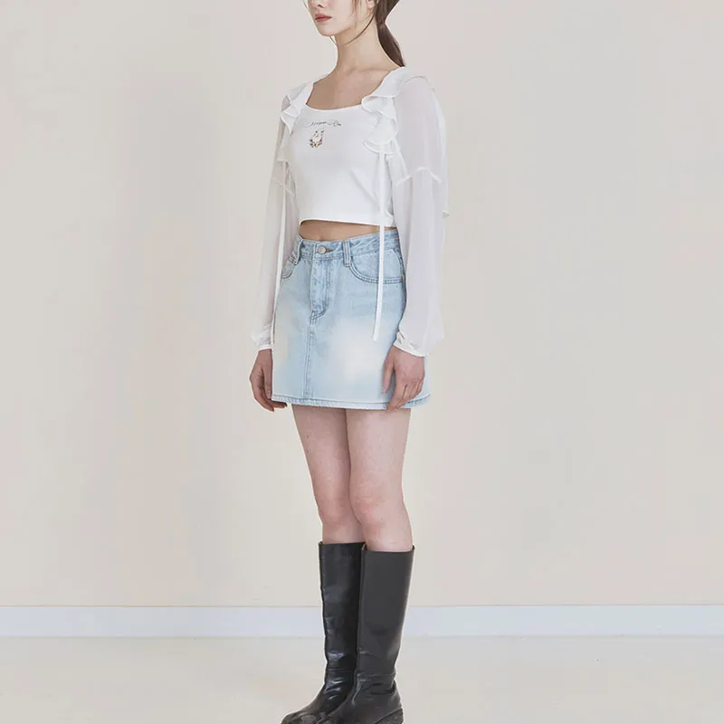 NOT YOUR ROSE SS25 Fairy Chiffon Bolero White Chiffon Shirt Women's White/White-4