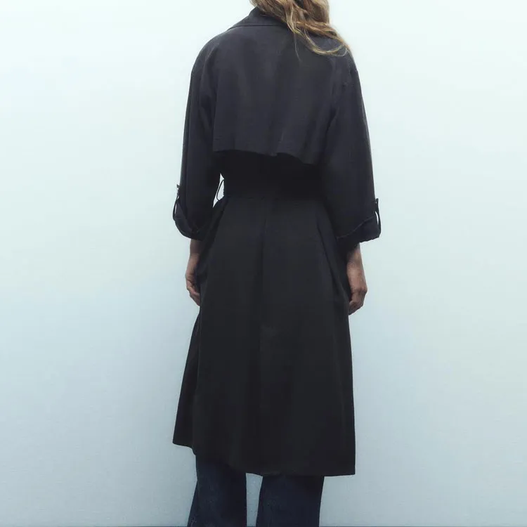 ZARA Trench Coats Women's Gray-4