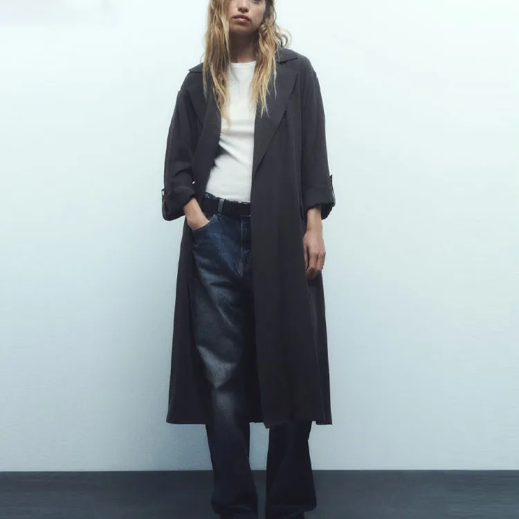 ZARA Trench Coats Women's Gray-2