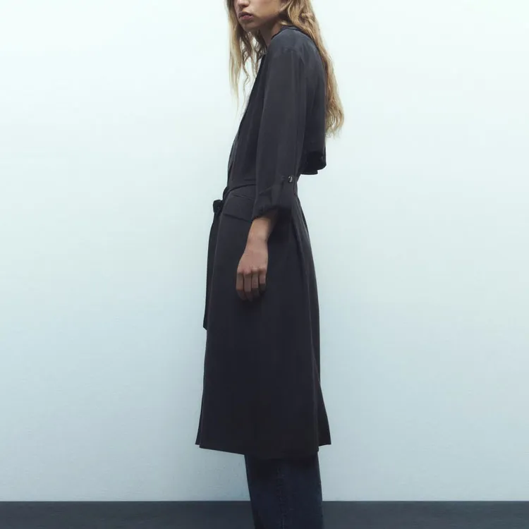 ZARA Trench Coats Women's Gray-3