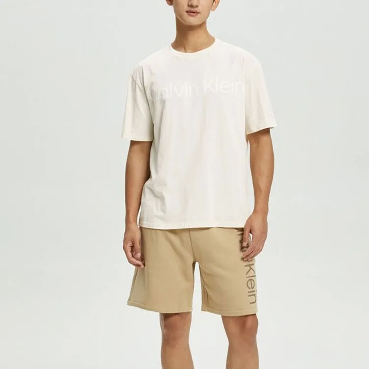 CALVIN KLEIN Drop Shoulder Sleeve T Shirt Men's Ivory-1