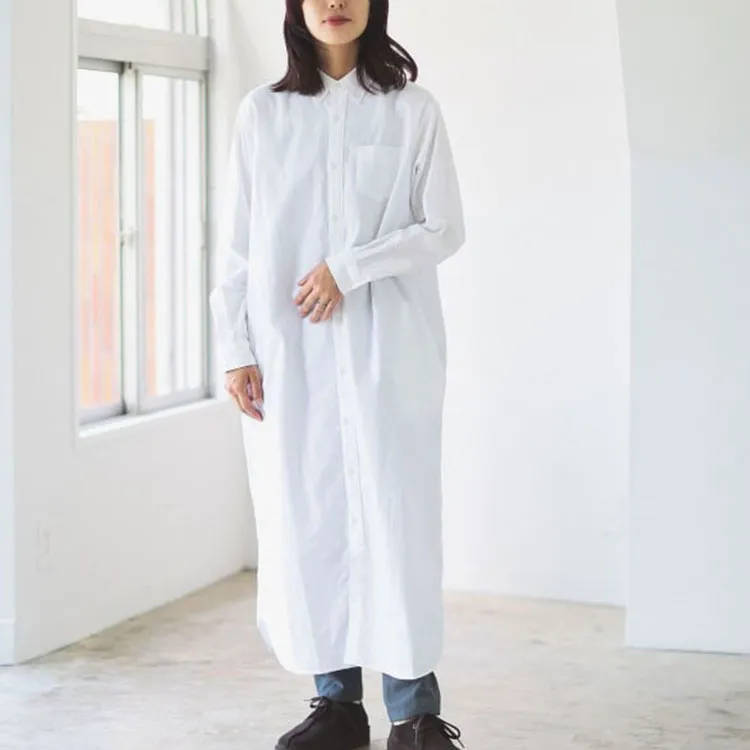 Beams Long Sleeved Dress Women's White-1