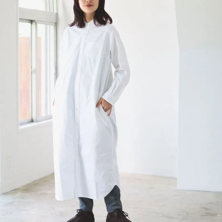 Beams Long Sleeved Dress Women's White-3
