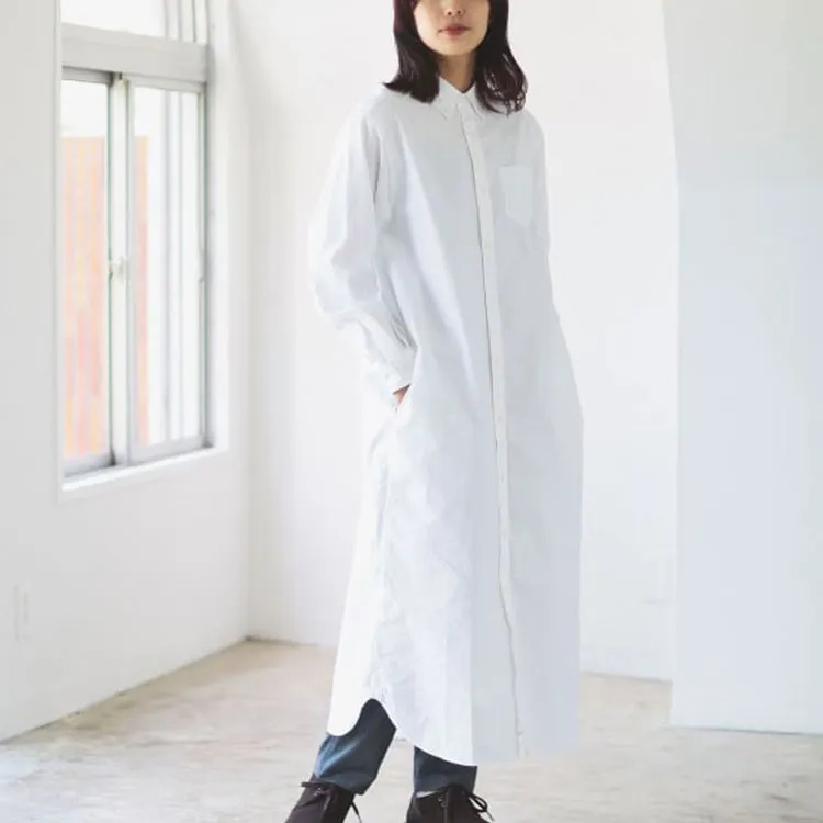 Beams Long Sleeved Dress Women's White-2
