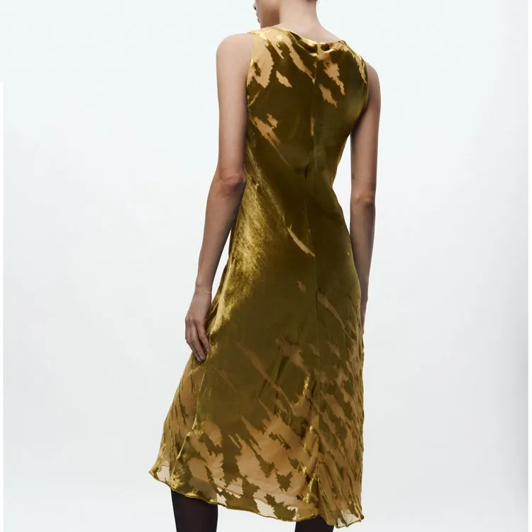 ZARA Sleeveless Dress Women's Mustard-2
