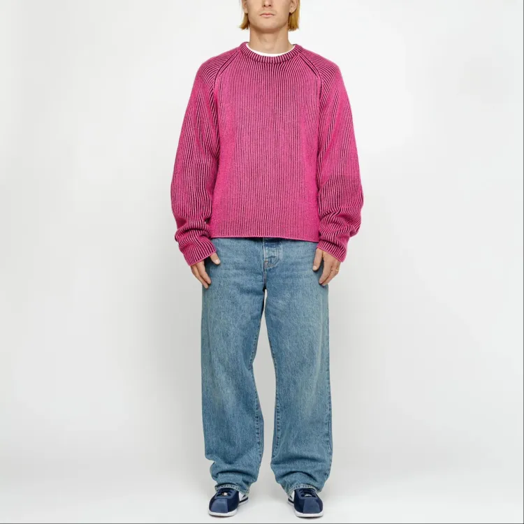Stussy Contrast Rib Sweater White - POIZON Stussy Contrast Rib Sweater White - POIZON