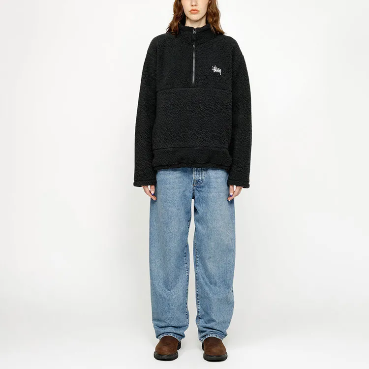 Stussy Half Zip Mock Polar Fleece Hoodie-2