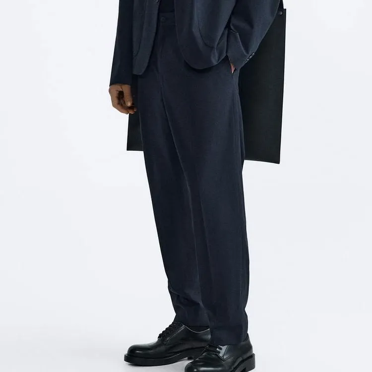 ZARA Suit Trousers Men Blue-2