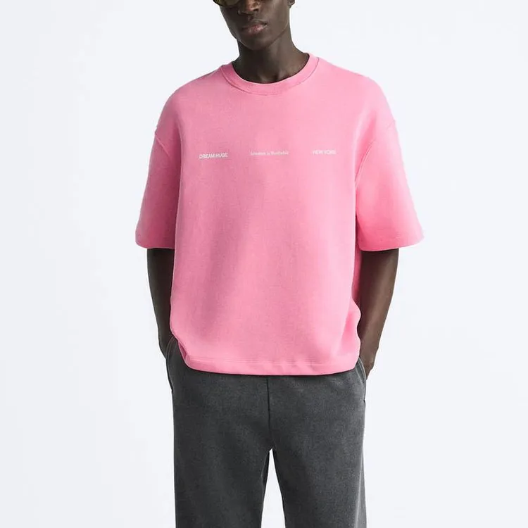 ZARA T-Shirts Men Pink-2