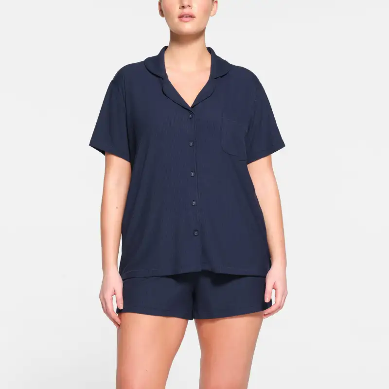 SKIMS SOFT LOUNGE SHORT SLEEP SET Pajama Set Women's NAVY/Marine Blue-1