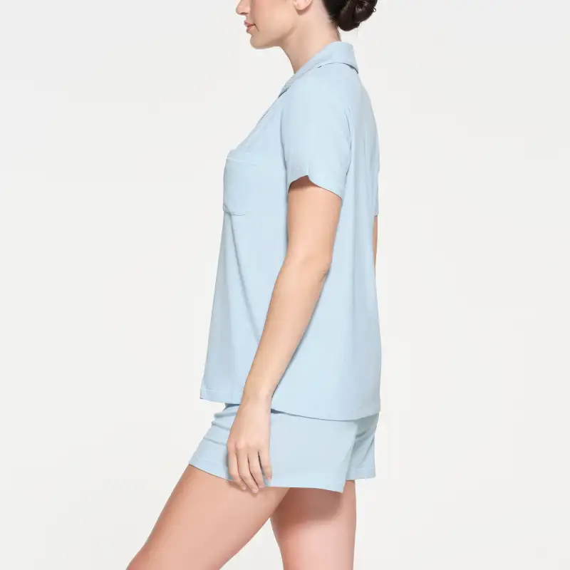 SKIMS SOFT LOUNGE SHORT SLEEP SET Pajama Set Women's CELESTE/Sky Blue-3
