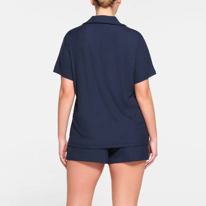SKIMS SOFT LOUNGE SHORT SLEEP SET Pajama Set Women's NAVY/Marine Blue-2
