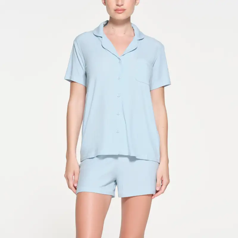 SKIMS SOFT LOUNGE SHORT SLEEP SET Pajama Set Women's CELESTE/Sky Blue-1