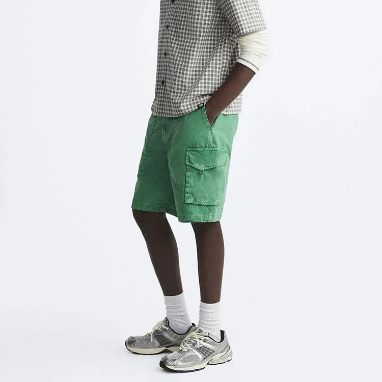 ZARA Cargo Shorts Men Green-4