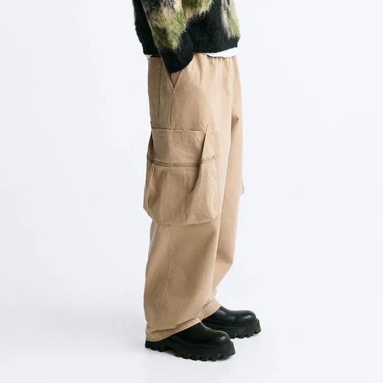 ZARA Cargo Pants Men Tan-4