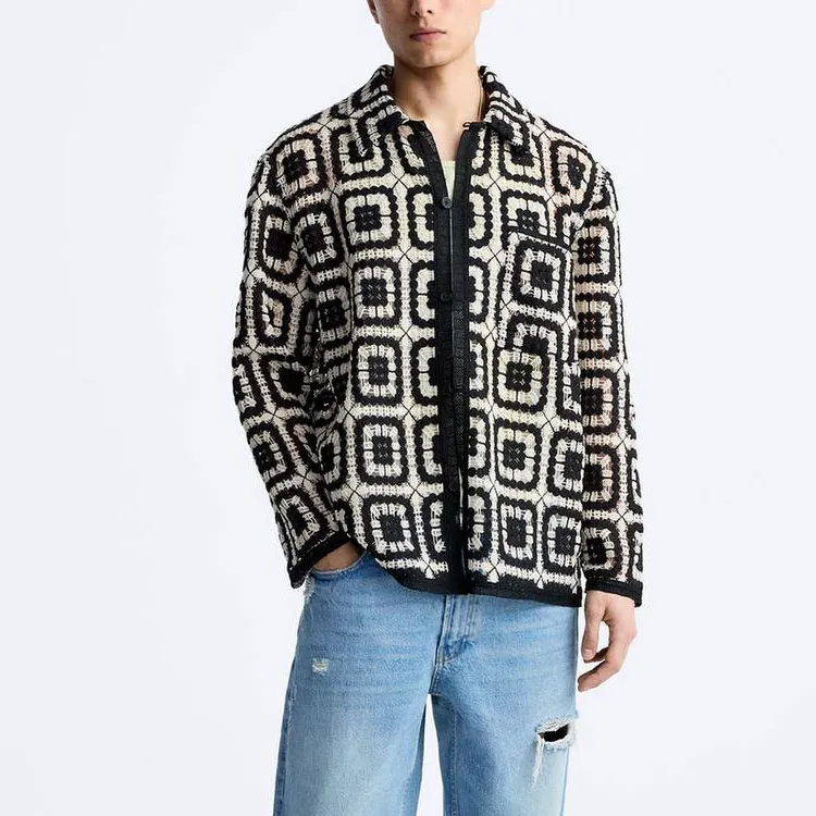 ZARA Knitwear Men's Black White-1