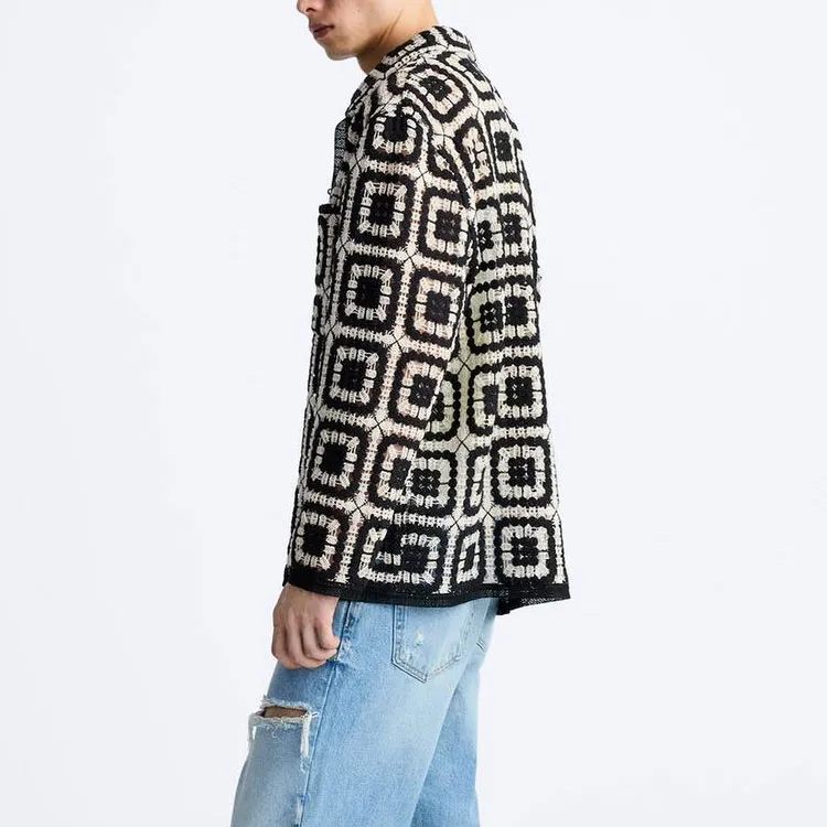 ZARA Knitwear Men's Black White-3