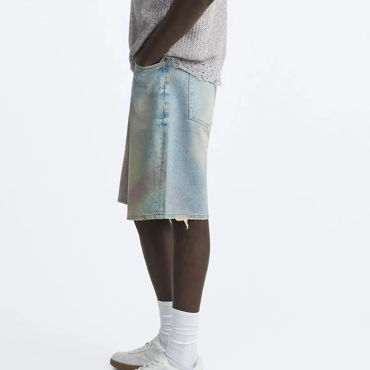 ZARA Denim Shorts Men's Light Blue-3