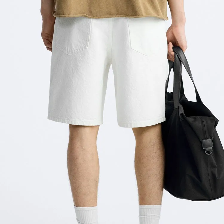 ZARA Denim Shorts Men White-2