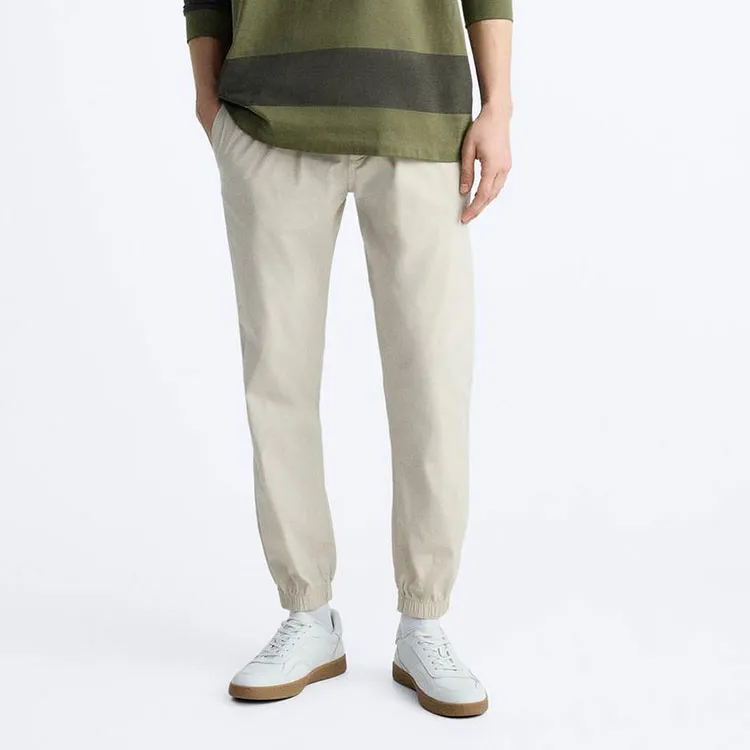 ZARA Knitted Sports Pants Men's Beige-2