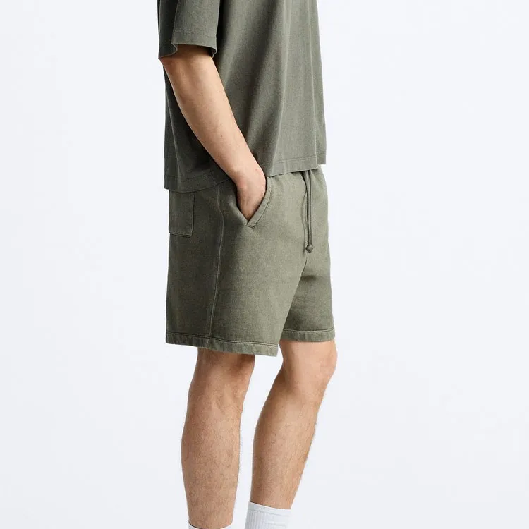 ZARA Casual Shorts Men's Washed Green-3