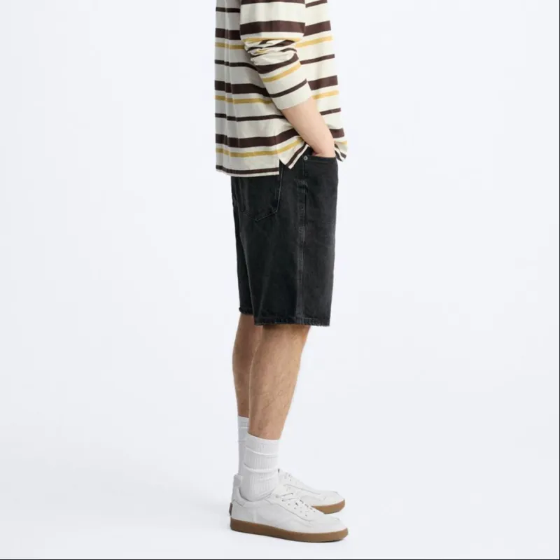 ZARA Denim Shorts Men's Dark Gray-3