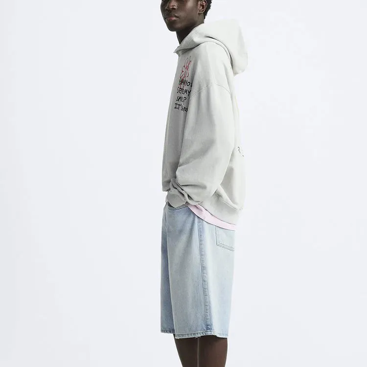 ZARA Denim Shorts Unisex Light Blue-3