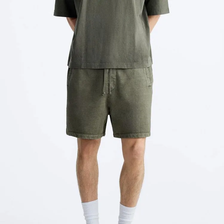 ZARA Casual Shorts Men's Washed Green-2