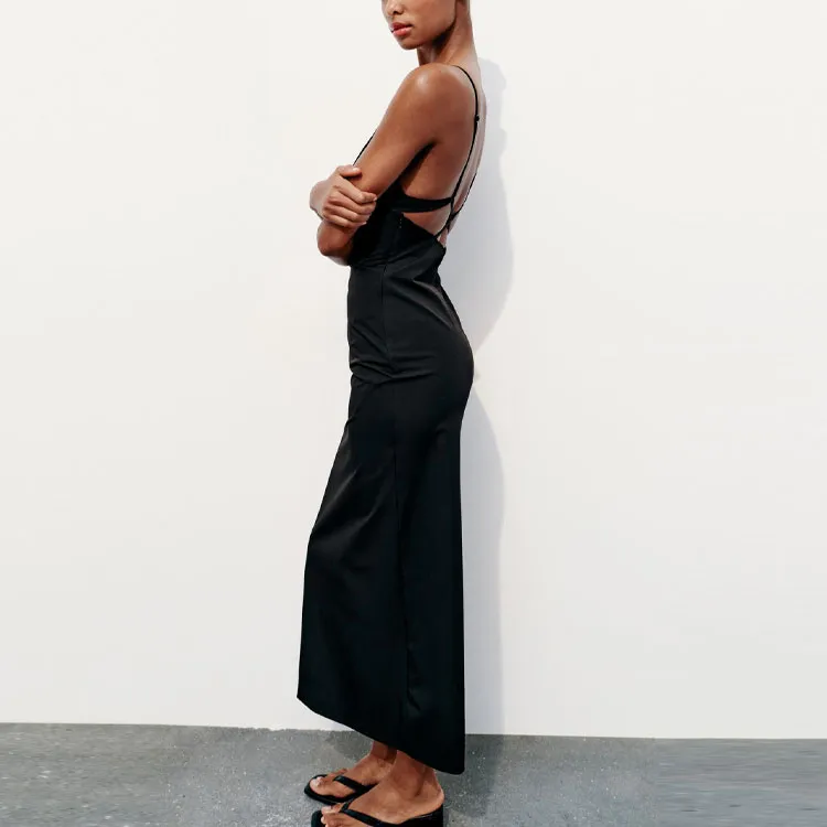 ZARA Slip Dresses Women's Black-4
