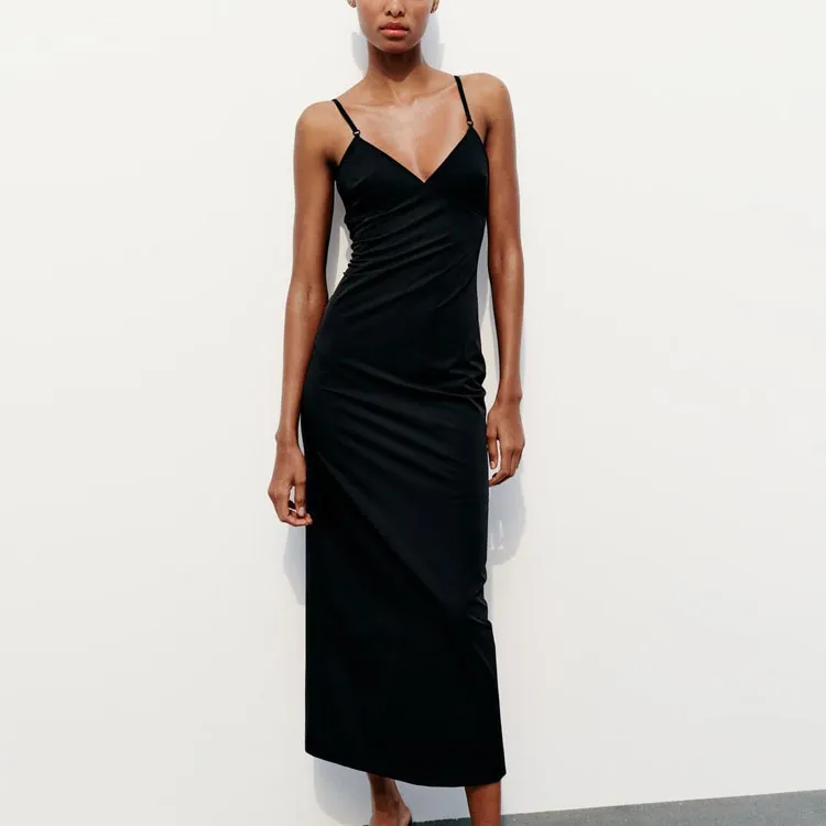 ZARA Slip Dresses Women's Black-2