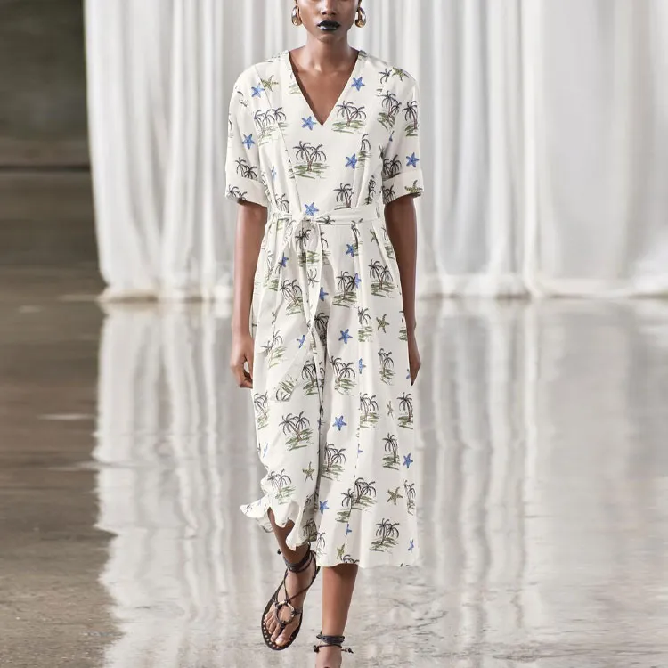 ZARA Short-Sleeved Dresses Women's White-2